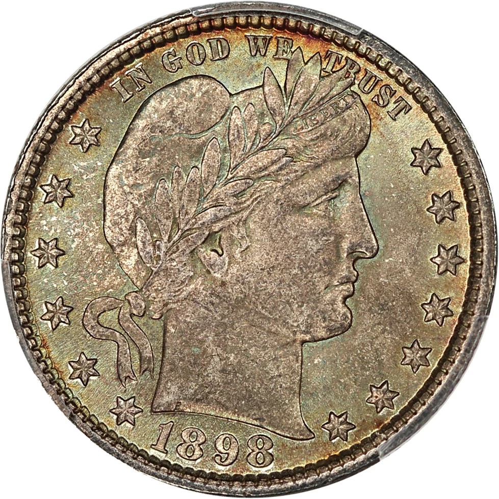 Barber Quarter die cap error showing dramatic bottle-cap deformation shape and brockage impression